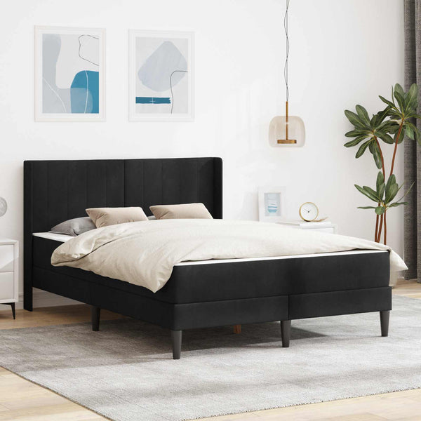 Schwarzes Samt Bett mit Matratze 120x200 cm