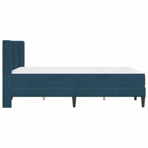 Bettgestell mit Matratze Blau Samt 120x200 cm