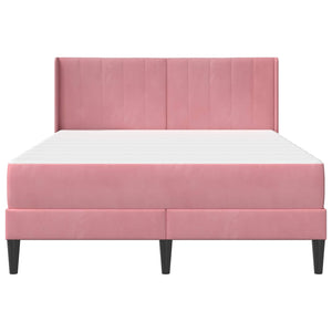 Bettgestell mit Matratze Rosa Samt 140x190 cm