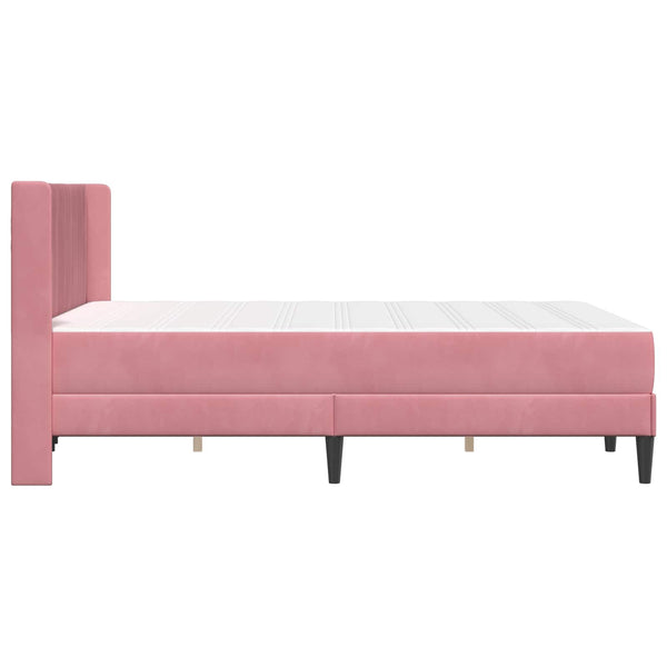 Bettgestell mit Matratze Rosa Samt 140x190 cm