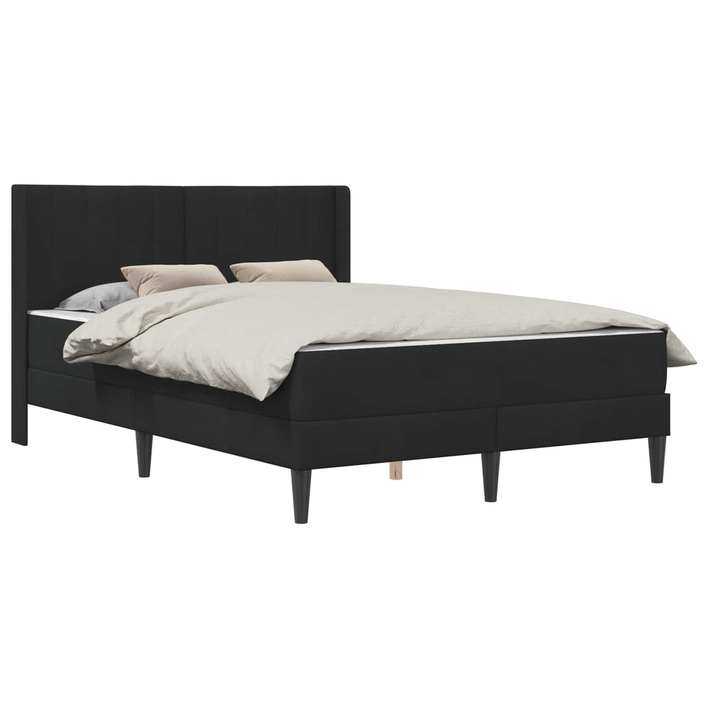 Schwarzes Samt Bett mit Matratze 140x190 cm