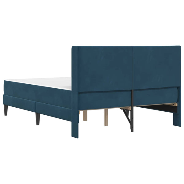 Bettgestell mit Matratze Blau 140x190 cm Samt