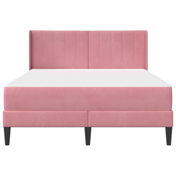 Bettgestell mit Matratze Rosa Samt 140x200 cm