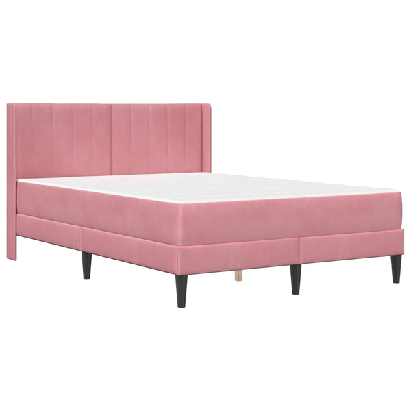 Rosa Samt Bettgestell mit Matratze 160x200 cm