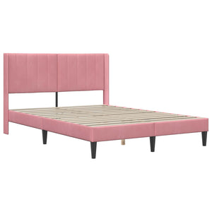 Rosa Samt Bettgestell mit Matratze 160x200 cm