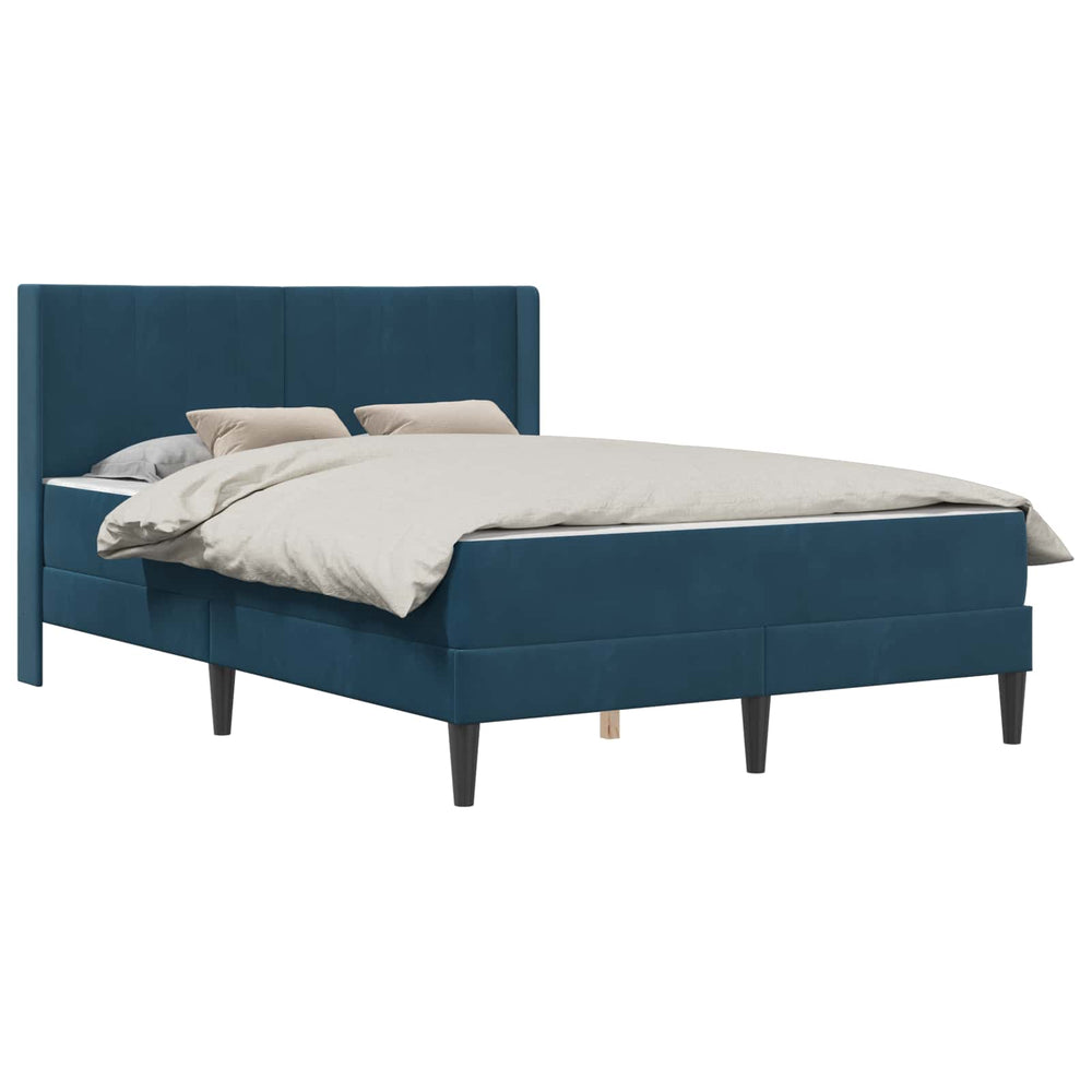 vidaXL Bed Frame with Mattress with Headboard Blue 160 x 200 cm Velvet
