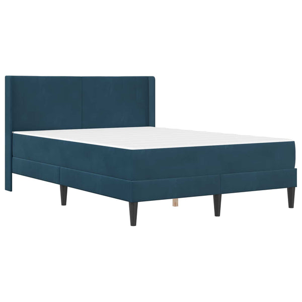 Bettgestell mit Matratze Blau Samt 160x200 cm