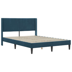 Bettgestell mit Matratze Blau Samt 160x200 cm