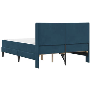 Bettgestell mit Matratze Blau Samt 160x200 cm