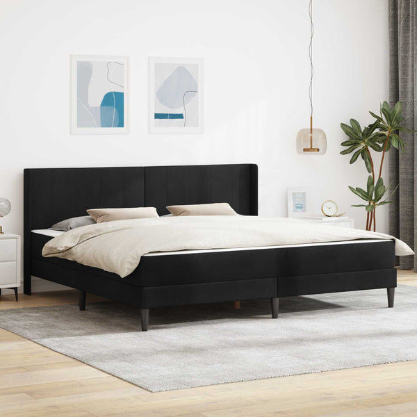 Bettgestell mit Matratze Schwarz Samt 180x200 cm