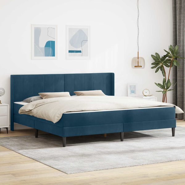 Bettgestell mit Matratze Blau Samt 180x200 cm