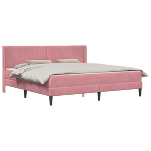 Rosa Samt Bett mit Matratze 200x200 cm