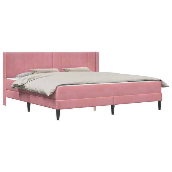 Rosa Samt Bett mit Matratze 200x200 cm