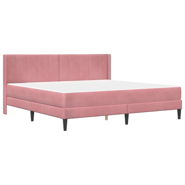 Rosa Samt Bett mit Matratze 200x200 cm