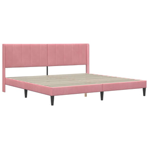 Rosa Samt Bett mit Matratze 200x200 cm