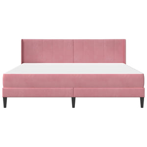 Rosa Samt Bett mit Matratze 200x200 cm