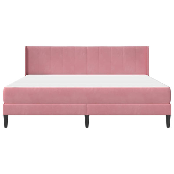 Rosa Samt Bett mit Matratze 200x200 cm