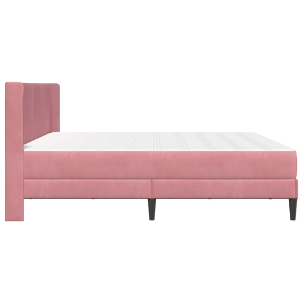 Rosa Samt Bett mit Matratze 200x200 cm