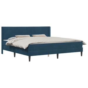 Bettgestell mit Matratze Blau Samt 200x200 cm