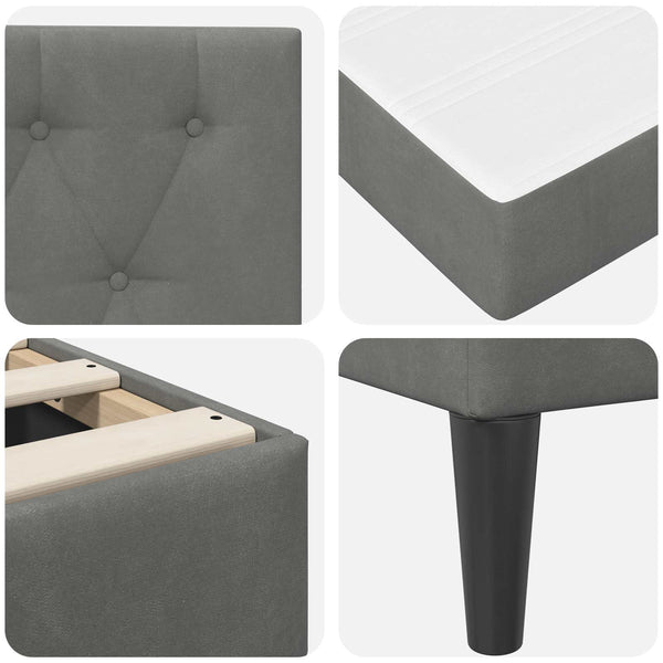 Bettgestell mit Matratze Dunkelgrau 120x190 cm Samt