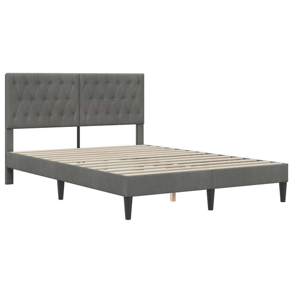 Bettgestell mit Matratze Dunkelgrau 120x190 cm Samt
