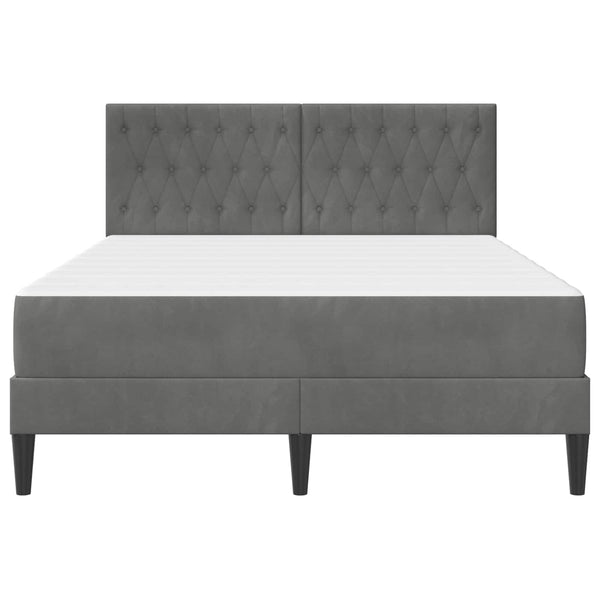 Bettgestell mit Matratze Dunkelgrau 120x190 cm Samt