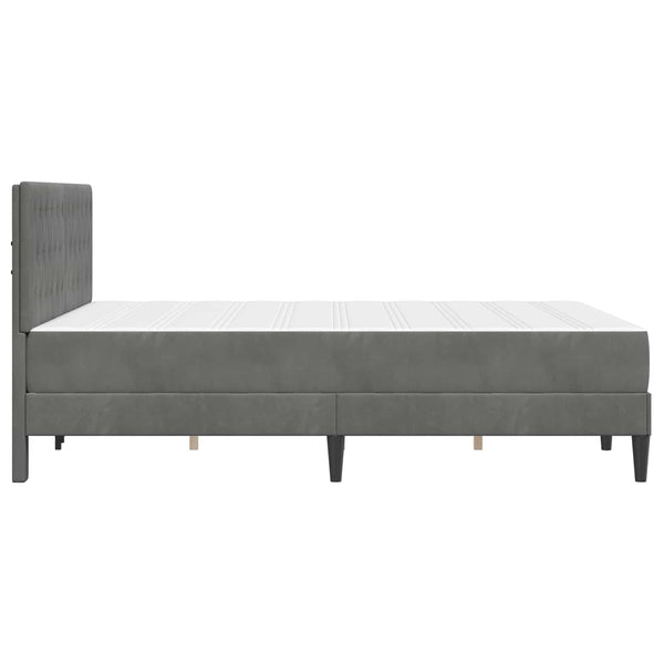 Bettgestell mit Matratze Dunkelgrau 120x190 cm Samt