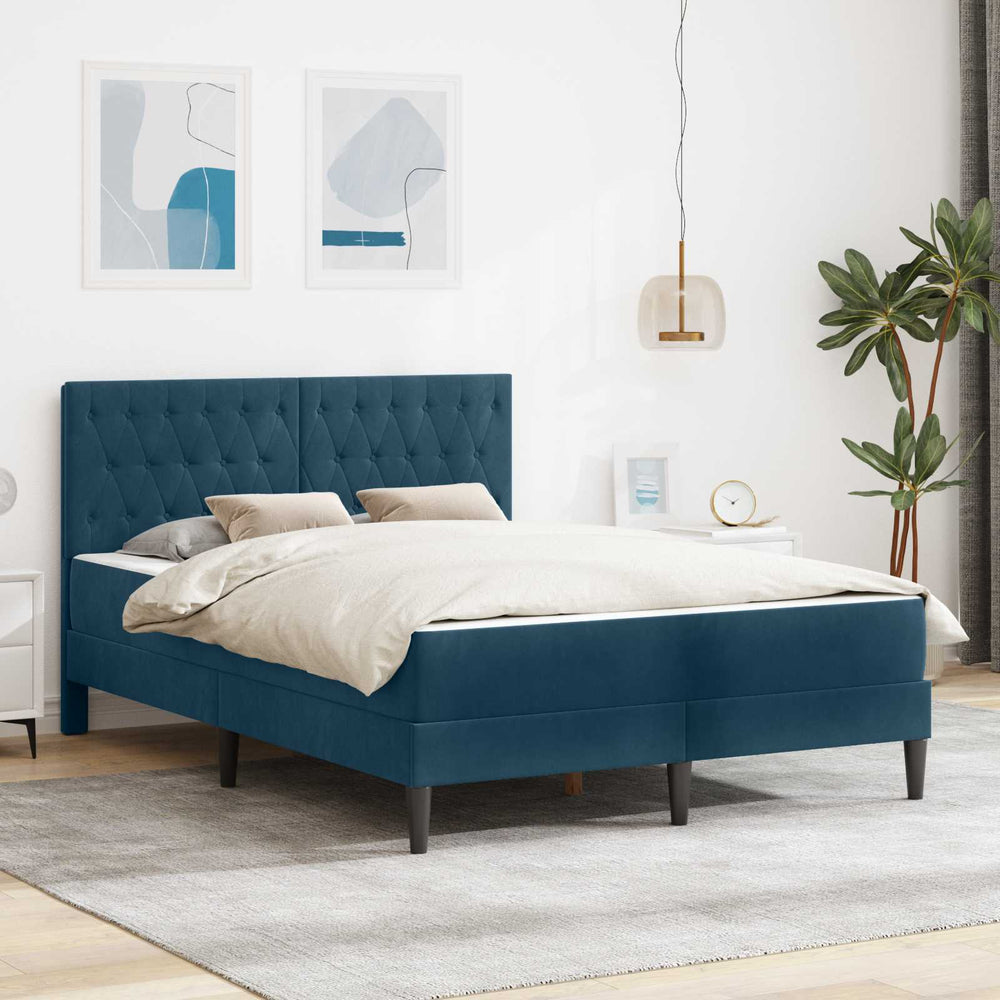 vidaXL Cadre de lit avec matelas vidaXL Bleu Bleu 120 x 190 cm Velours