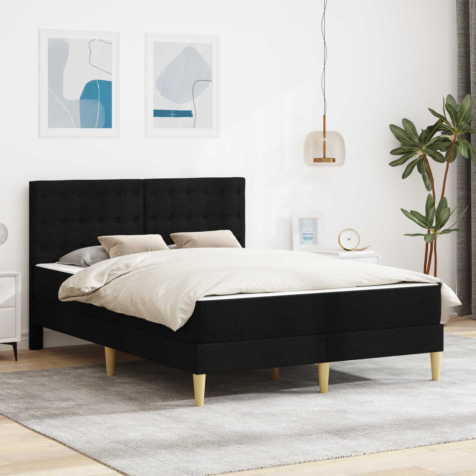 Bettgestell mit Matratze Schwarz 120x190 cm