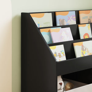 Schwarzes Kinderregal aus Holz