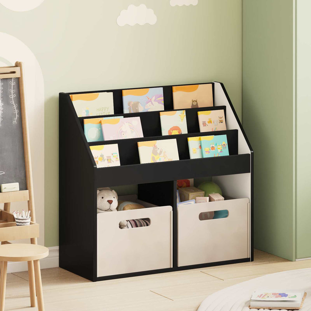 vidaXL Étagère pour enfants noire 72,5 x 29,5 x 69 cm Bois d'ingénierie
