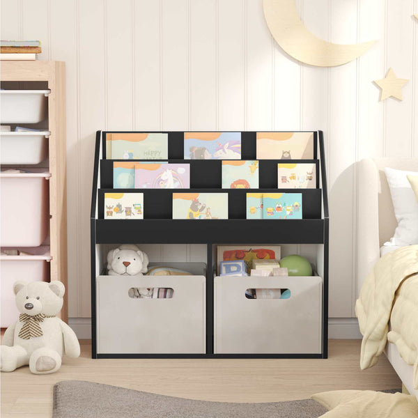 Schwarzes Kinderregal aus Holz