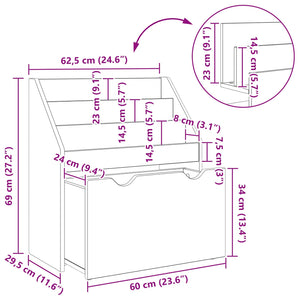Schwarzes Kinderregal 60x29,5x69cm
