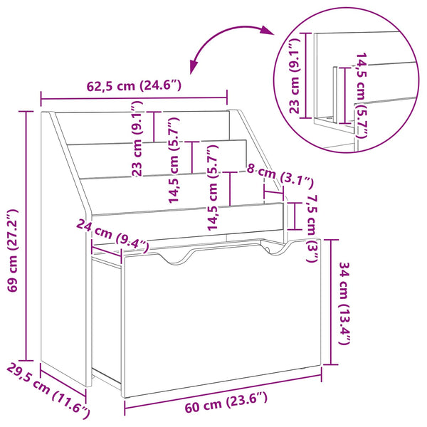 Kinderregal Beton Grau 60 cm