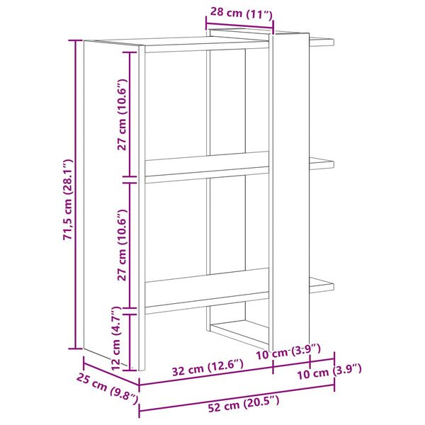 vidaXL Bibliothèque chêne Sonoma 52 x 25 x 71,5 cm, bois d'ingénierie