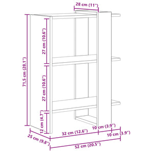 vidaXL Étagère Chêne artisan 52 x 25 x 71,5 cm Bois d'ingénierie