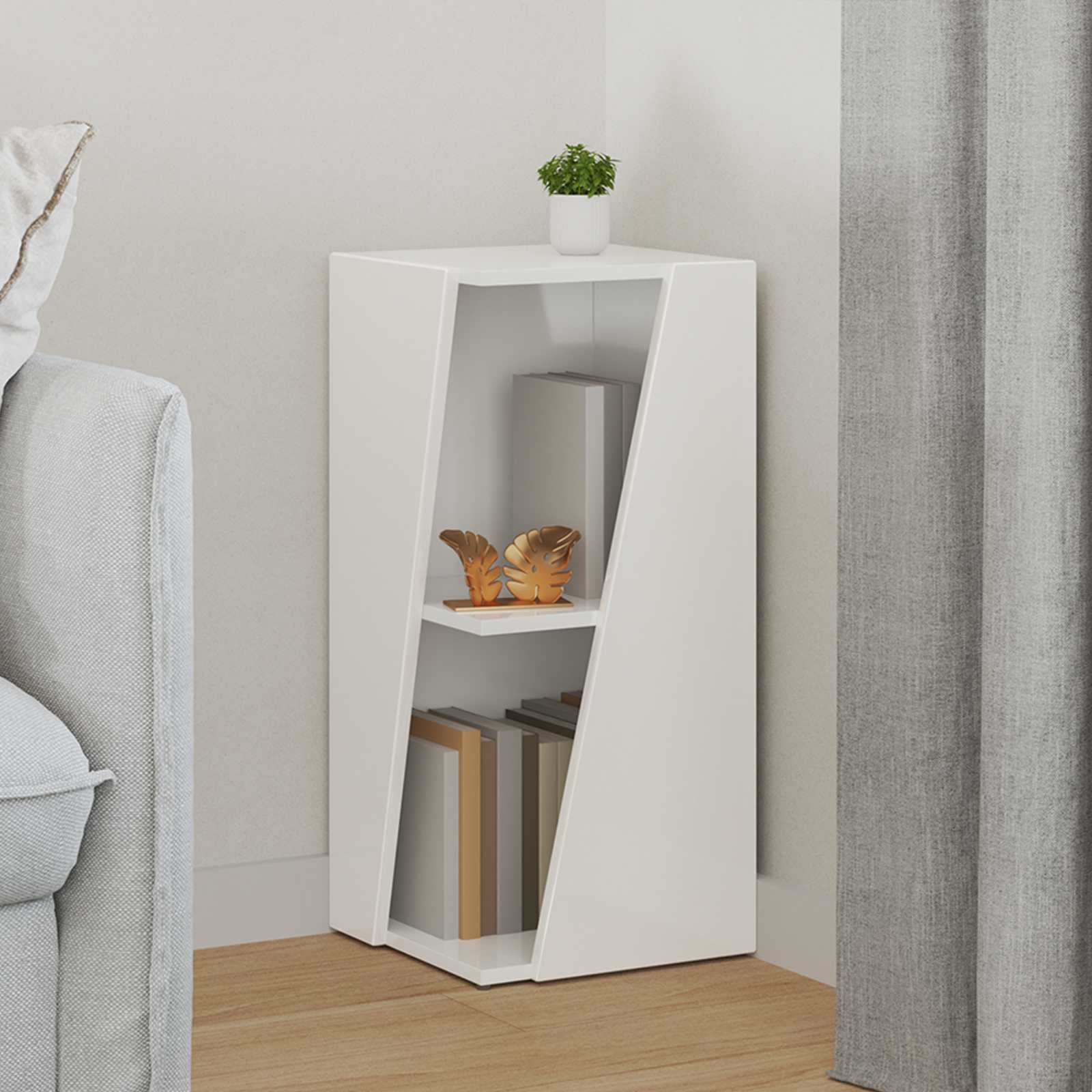 vidaXL Étagère d'appoint blanc brillant 33 x 32 x 70,5 cm bois d'ingénierie