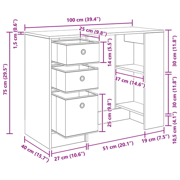 Schreibtisch Sonoma Grau 100x40 cm