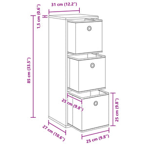Schwarzes Sideboard Eichenoptik, 84,5 cm