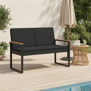 vidaXL Banc de jardin avec coussin Noir 107 x 61 x 80 cm Résine tressée