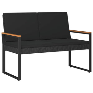 vidaXL Banc de jardin avec coussin Noir 107 x 61 x 80 cm Résine tressée