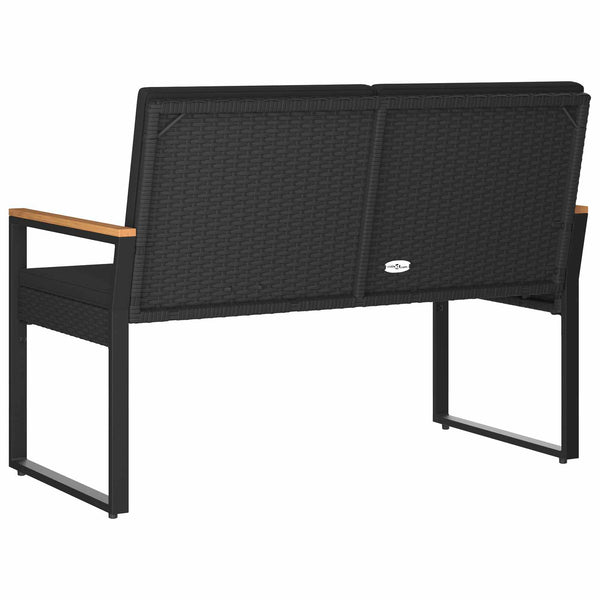 vidaXL Banc de jardin avec coussin Noir 107 x 61 x 80 cm Résine tressée