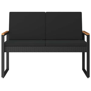 vidaXL Banc de jardin avec coussin Noir 107 x 61 x 80 cm Résine tressée