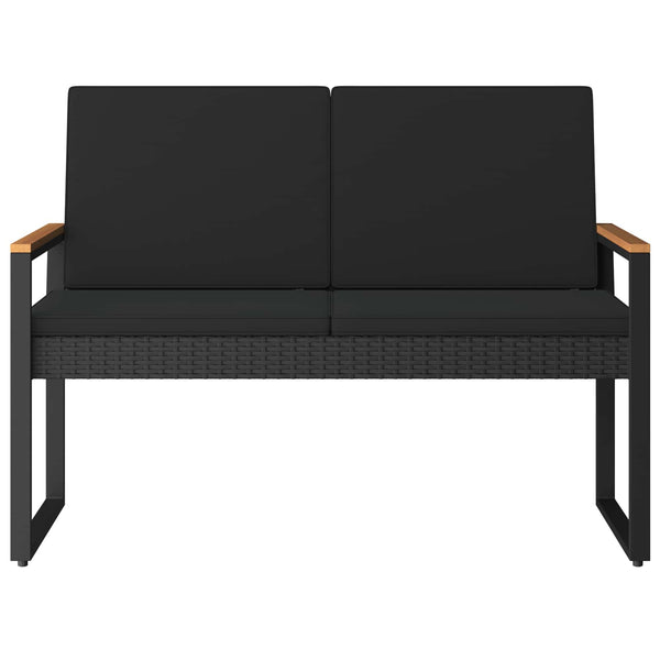 vidaXL Banc de jardin avec coussin Noir 107 x 61 x 80 cm Résine tressée