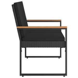 vidaXL Banc de jardin avec coussin Noir 107 x 61 x 80 cm Résine tressée