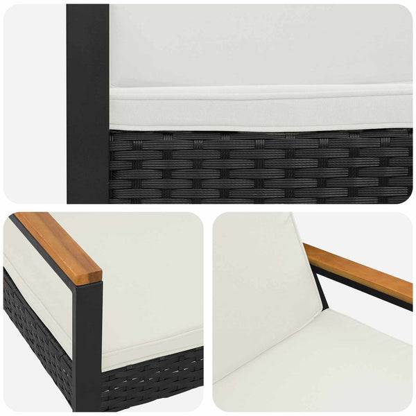 Schwarze Gartenbank aus Rattan
