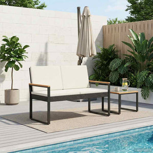 Schwarze Gartenbank aus Rattan