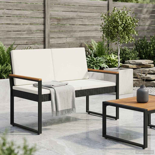 Schwarze Gartenbank aus Rattan