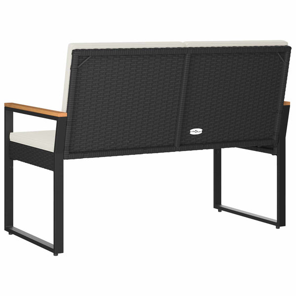 Schwarze Gartenbank aus Rattan