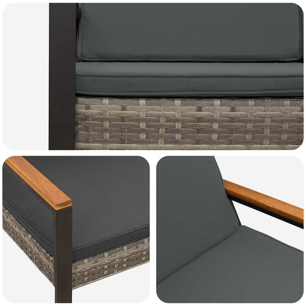 Gartenbank Grau Dunkelgrau Poly Rattan